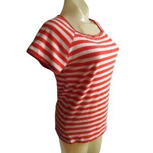 Small Women's Vintage T-shirt 1980's Valley Red & White Striped Short Sleeve Top